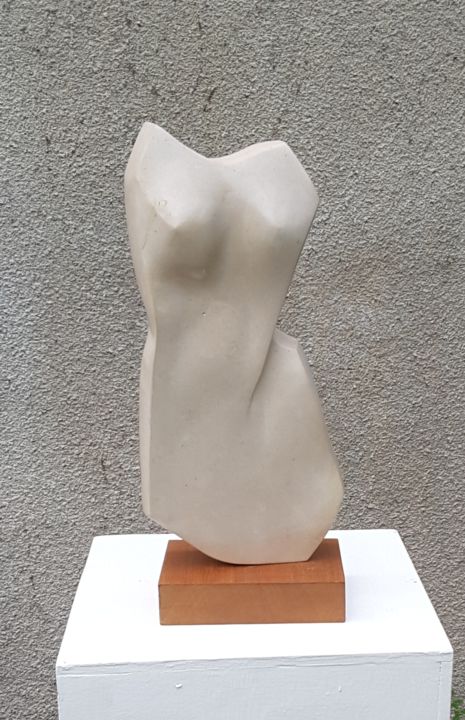 Sculptuur getiteld "Platine" door Maryvonne Lorgeré, Origineel Kunstwerk, Steen