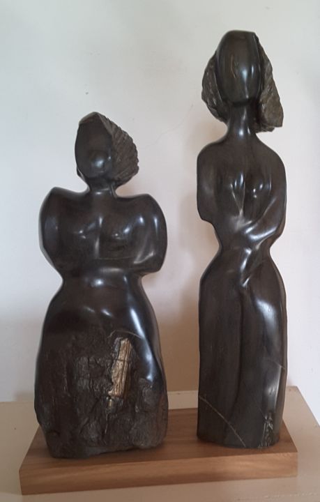 Sculpture titled "Couple" by Maryvonne Lorgeré, Original Artwork, Stone