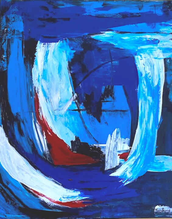 Painting titled "Ocean Blue" by Mary Papas, Original Artwork, Acrylic