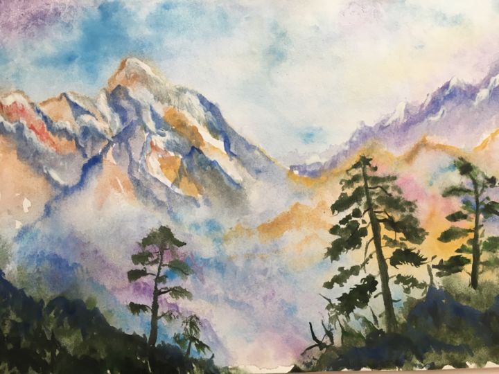 Painting titled "Memory" by Mary Field, Original Artwork, Watercolor