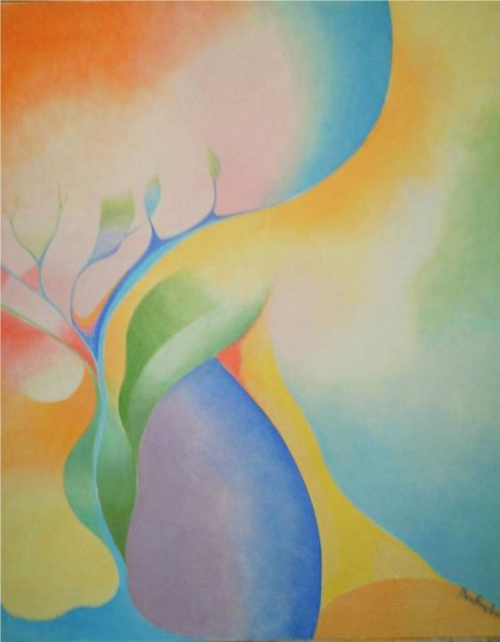 Painting titled "lotus" by Marilena Amoroso, Original Artwork