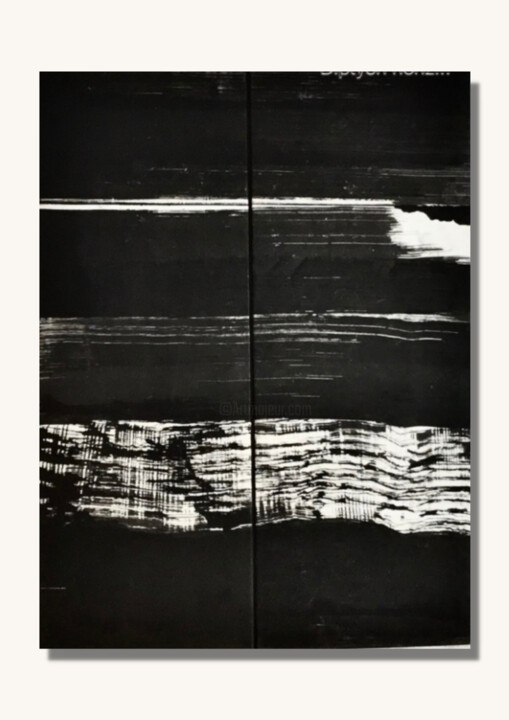 Dessin intitulée "Horizon diptyque n°1" par Maryam Shams, Œuvre d'art originale, Collages