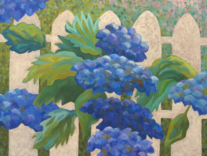 Painting titled "picket-fence.jpg" by Mary Downe, Original Art, Oil