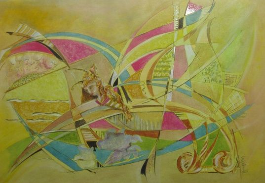 Peinture intitulée "LANDING" par Yorgos Maryelis, Œuvre d'art originale, Autre