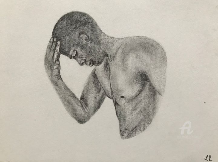 Drawing titled "Penseur" by Mary-Eve Ignatowicz, Original Artwork, Pencil