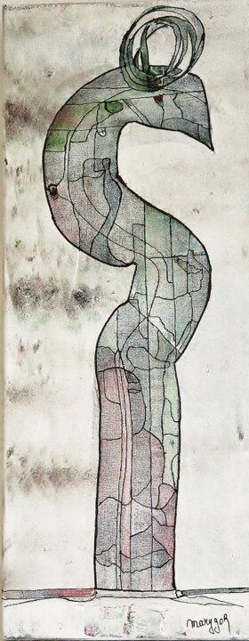 Schilderij getiteld "Série Chuchotements…" door Marygor, Origineel Kunstwerk, Acryl Gemonteerd op Frame voor houten brancard
