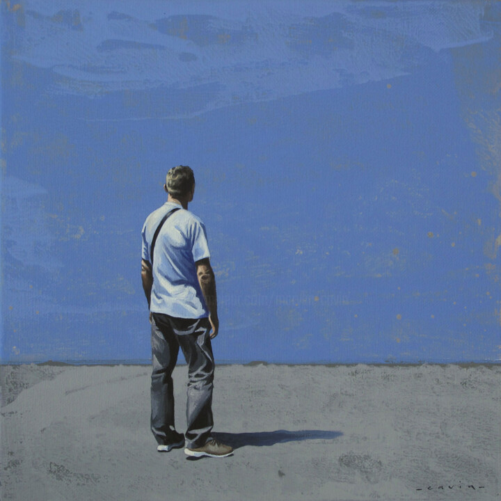 Pintura intitulada "Un jour où le bleu…" por Marylin Cavin, Obras de arte originais, Acrílico Montado em Armação em madeira