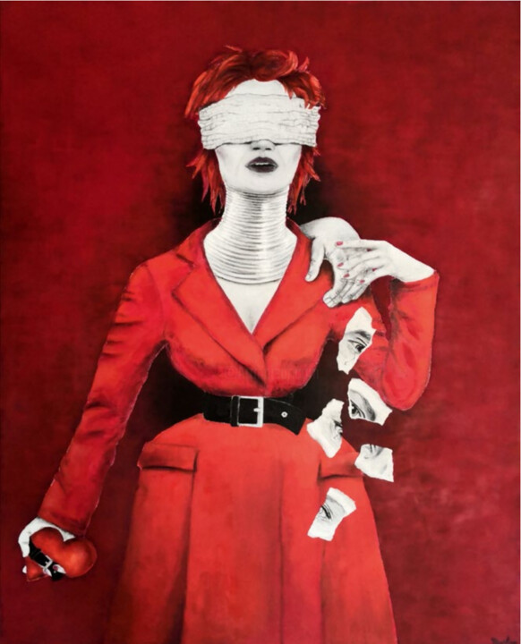 Картина под названием "Syndrome de Takotsu…" - Maryline Bouton, Подлинное произведение искусства, Масло