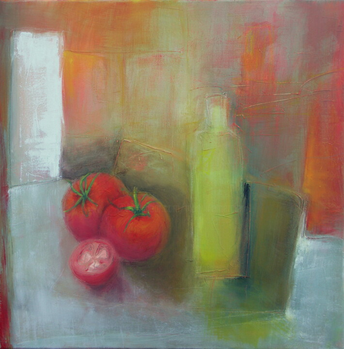 Peinture intitulée "3 Tomates" par Maryline Mercier, Œuvre d'art originale, Huile