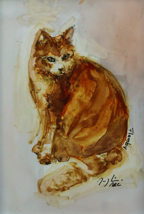 Painting titled "Flamby." by Maryline Mercier, Original Artwork, Ink