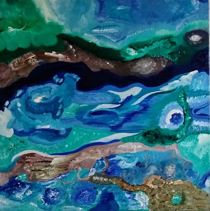 Peinture intitulée "Le lagon de Nouméa" par Maryline Payssé, Œuvre d'art originale, Huile