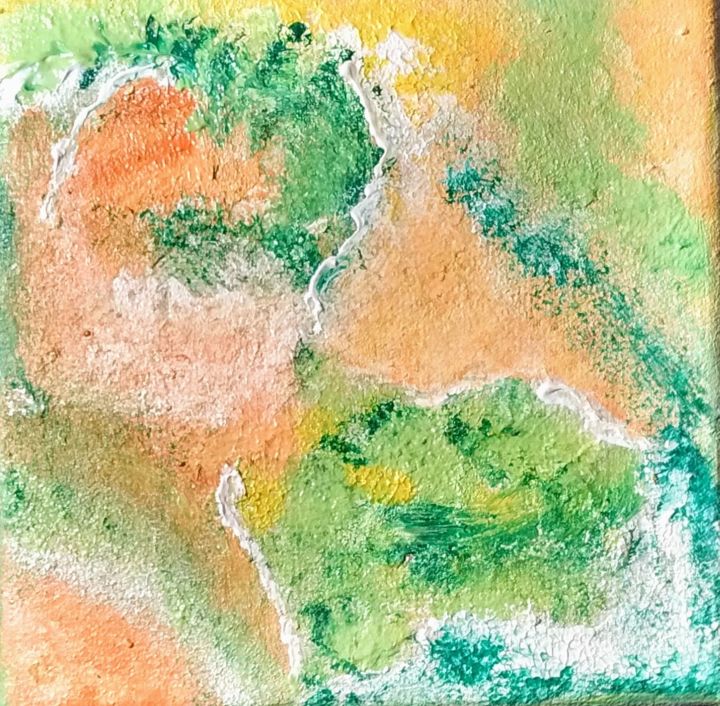 Painting titled "Mini orange vert" by Maryline Payssé, Original Artwork, Acrylic