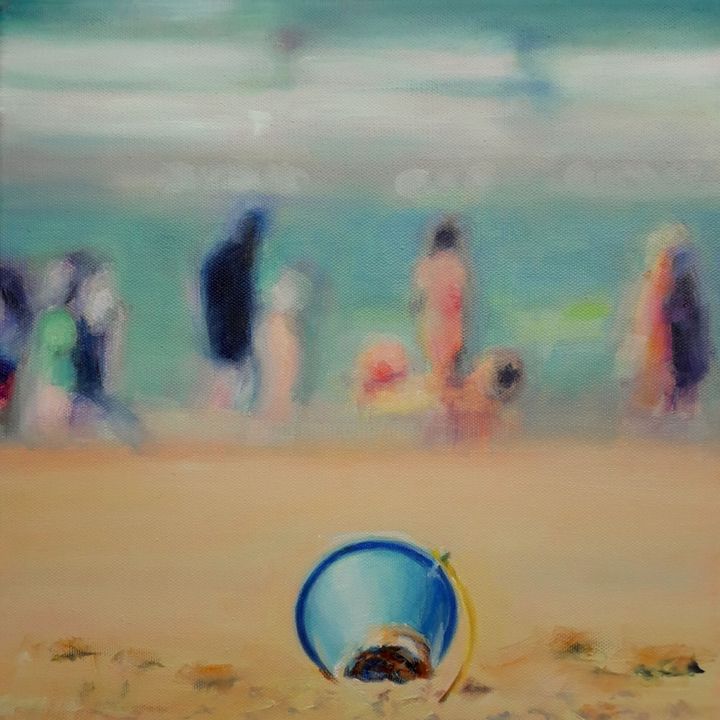 Pintura titulada "Le Seau Bleu" por Maryline Mercier, Obra de arte original, Oleo
