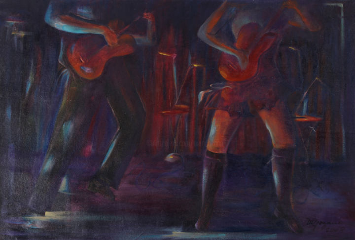 Ζωγραφική με τίτλο "In the show" από Mary Lozano, Αυθεντικά έργα τέχνης, Λάδι