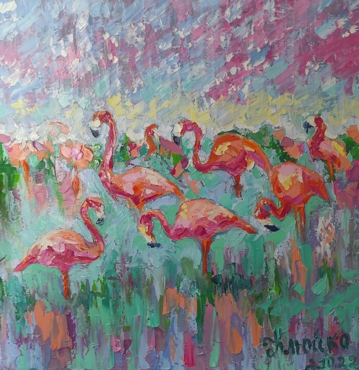 Картина под названием "Pink dream" - Maryna Kliuiko, Подлинное произведение искусства, Масло Установлен на Деревянная панель