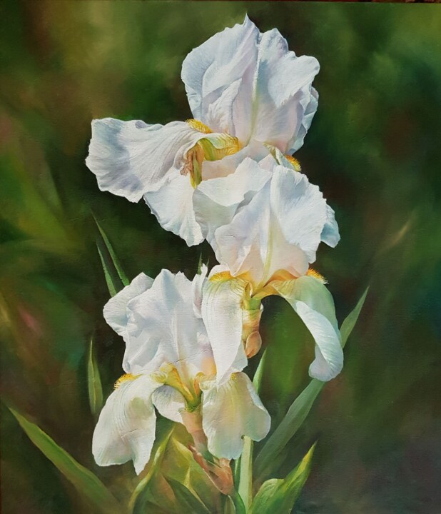 Painting titled ""Irises"" by Maryna Muratova, Original Artwork, Oil