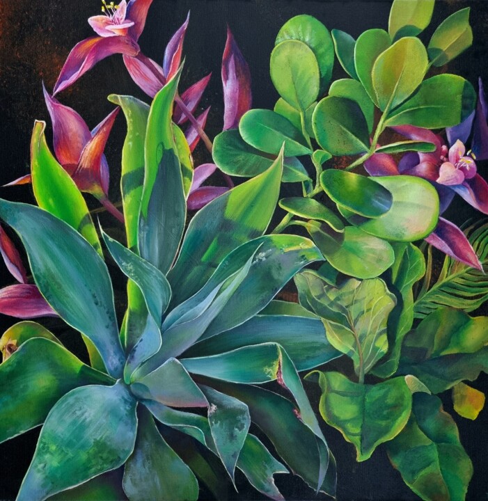 Painting titled "Green 1" by Maryna Muratova, Original Artwork, Oil
