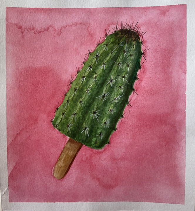 Schilderij getiteld "A cactus" door Maryna Rudenko, Origineel Kunstwerk, Aquarel