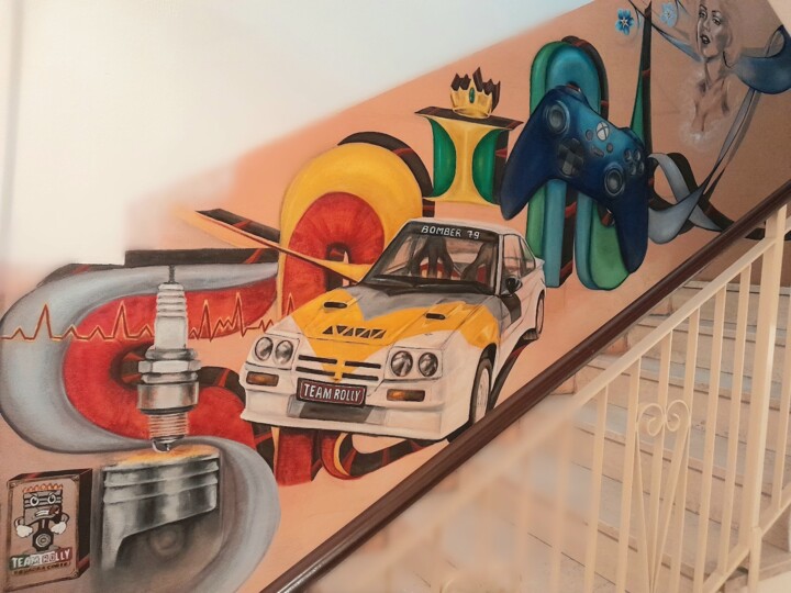 Malerei mit dem Titel "Opel Manta" von Maryna Sakalouskaya, Original-Kunstwerk, Acryl