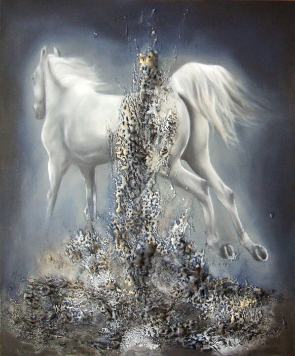 Painting titled "Vulcanico" by Maryna Sakalouskaya, Original Artwork, Oil