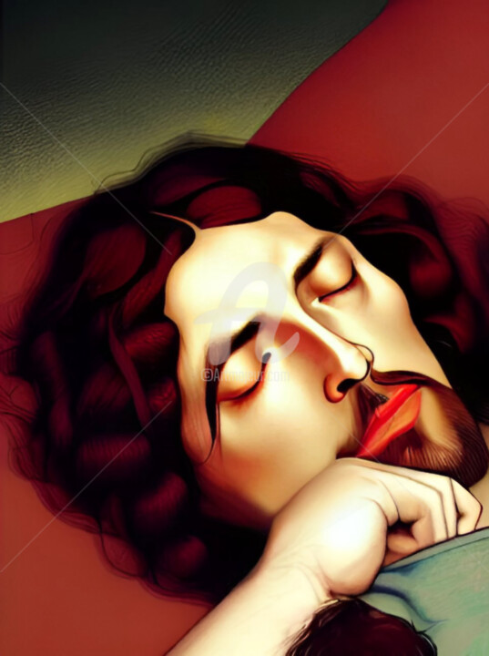 Pintura intitulada "Lazy lover" por Maryna Sevastyanova, Obras de arte originais, Acrílico