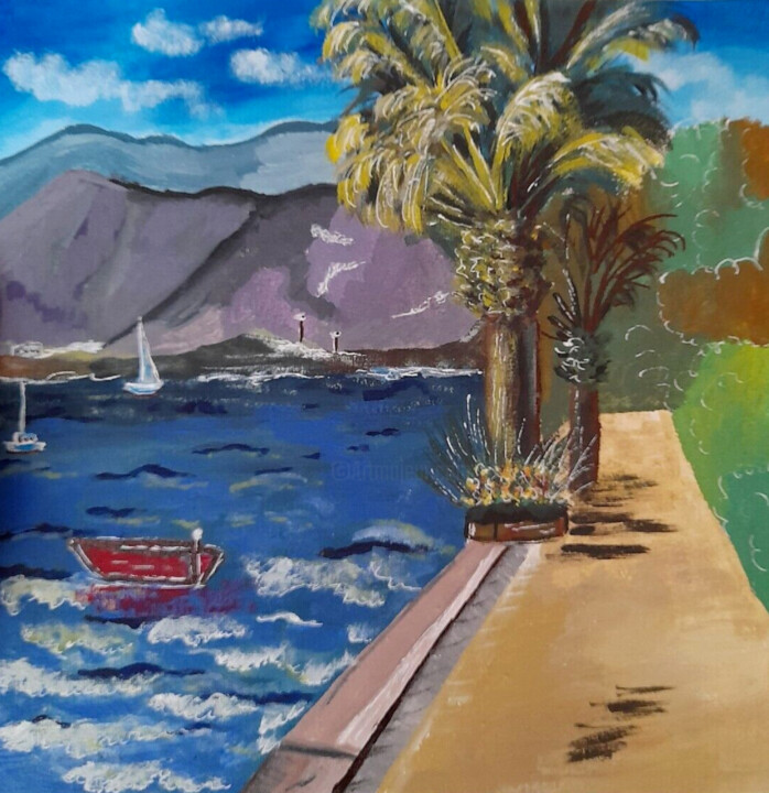 Peinture intitulée "Tropical Coastal or…" par Maryna Yasar, Œuvre d'art originale, Acrylique