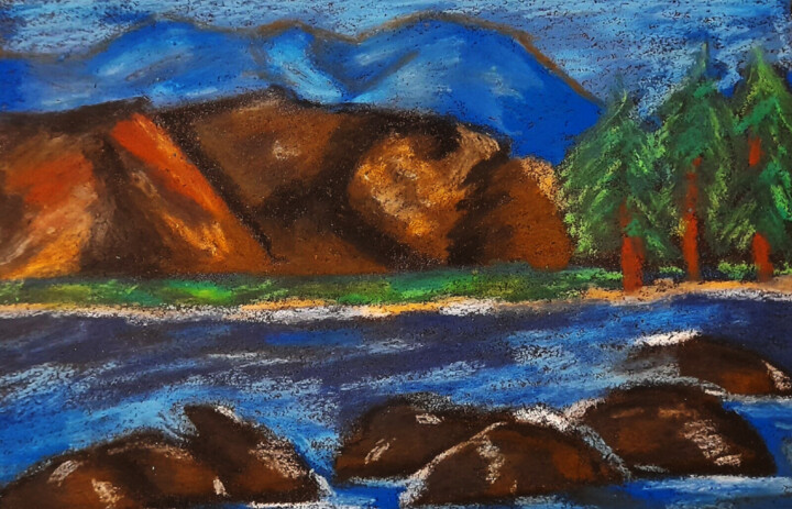 Disegno intitolato "Colorado mountains…" da Maryna Yasar, Opera d'arte originale, Pastello