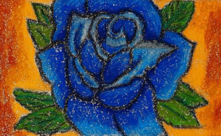 Zeichnungen mit dem Titel "Blue rose original…" von Maryna Yasar, Original-Kunstwerk, Pastell