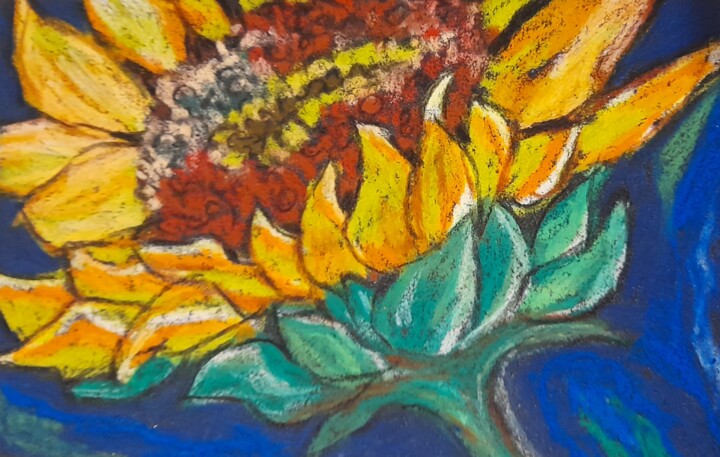 Dessin intitulée "Big flower original…" par Maryna Yasar, Œuvre d'art originale, Pastel