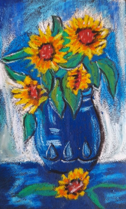 Zeichnungen mit dem Titel "Flower Original Art" von Maryna Yasar, Original-Kunstwerk, Pastell