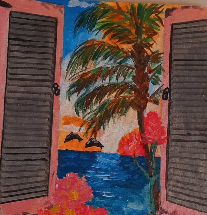 Malerei mit dem Titel "Tropical island ori…" von Maryna Yasar, Original-Kunstwerk, Acryl