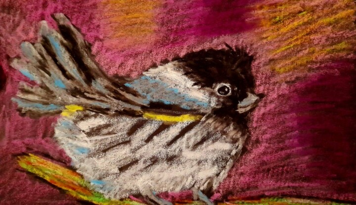 Dessin intitulée "Chickadee Original…" par Maryna Yasar, Œuvre d'art originale, Pastel