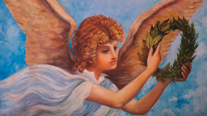 Painting titled "ángel 2" by Maryne, Original Artwork, Oil