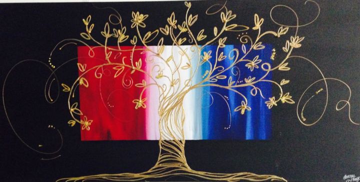 Peinture intitulée "Tree of Life" par Poussière De Rêve, Œuvre d'art originale