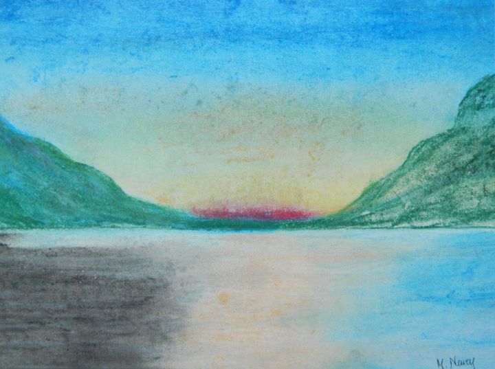 Malerei mit dem Titel "Norwegian Fjords" von Mary Newey, Original-Kunstwerk, Pastell