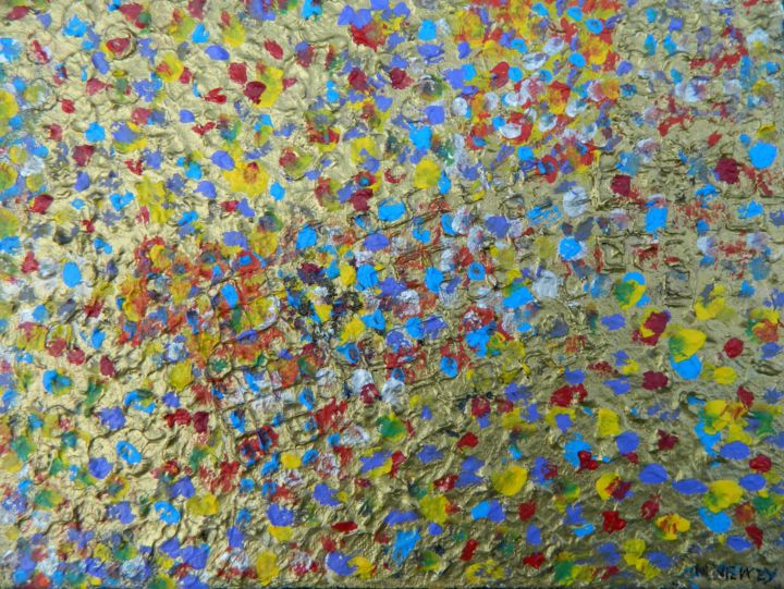 Painting titled "Field of Gold" by Mary Newey, Original Artwork, Acrylic
