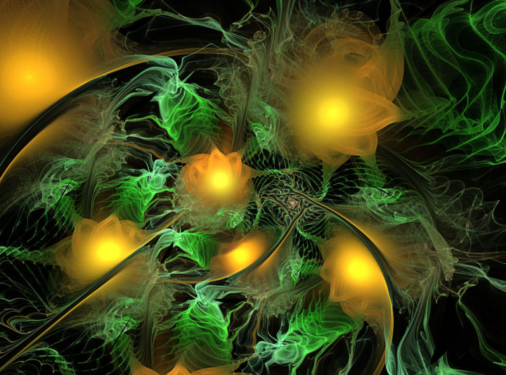Digital Arts titled "Blossoming fern.jpg" by Mary Raven, Original Artwork, 3D Modeling
