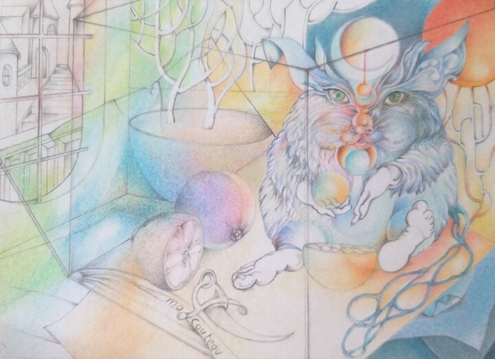「Les fruits défendus」というタイトルの描画 Maryse-Anne Couteauによって, オリジナルのアートワーク, 鉛筆