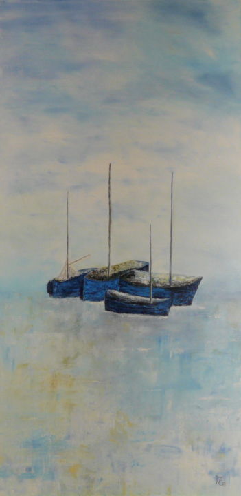 Malerei mit dem Titel "Pleine Mer" von Maryse Chauvin, Original-Kunstwerk, Öl