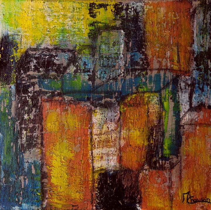 Painting titled "Edifices I" by Maryse Chauvin, Original Artwork, Oil