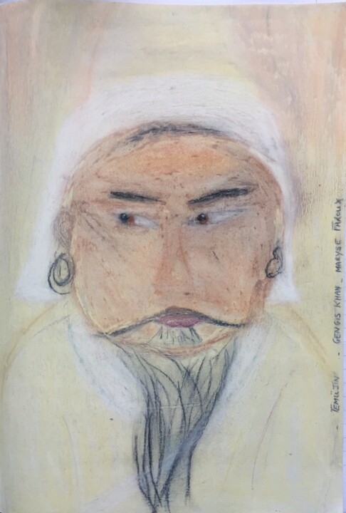 Painting titled "Gengis Kahn La Paix" by Maryse Faroux, Original Artwork, Pastel