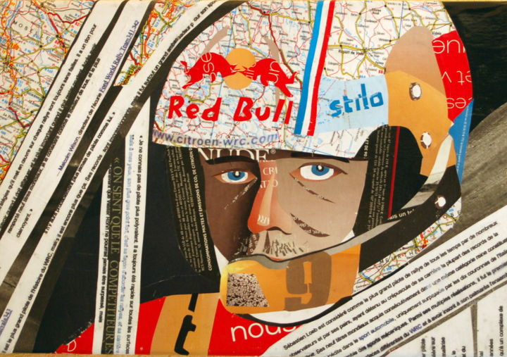 Collages intitolato "Sébastien LOEB" da Maryse Konecki, Opera d'arte originale, Collages