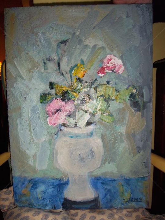 Pittura intitolato "Bouquet de roses" da Maryse Maniglier, Opera d'arte originale, Olio