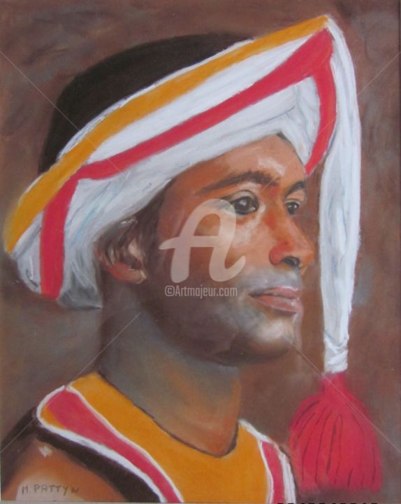 Painting titled "le Sri lankais" by Maryse Pattyn, Original Artwork, Pastel