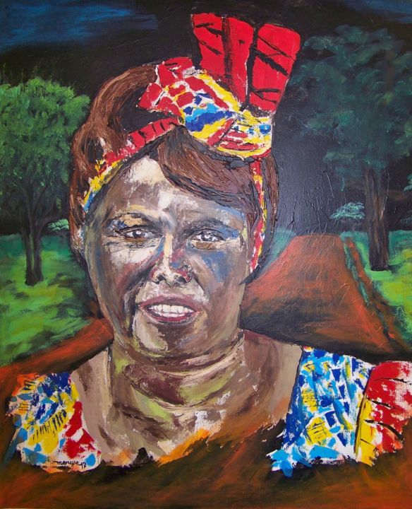 Картина под названием "Wangari Maathaï" - Maryse Curinier-Rochette, Подлинное произведение искусства, Акрил