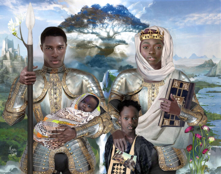 Arts numériques intitulée "Family chevaliers" par Masa Zodros, Œuvre d'art originale, Peinture numérique