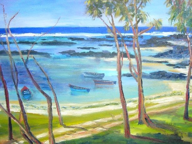 Painting titled "Palmar" by Maryse Hardy, Original Artwork, Oil