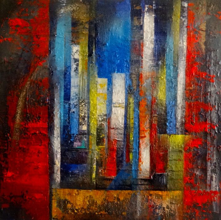 Peinture intitulée "city-blues-80.jpg" par Maryserres, Œuvre d'art originale