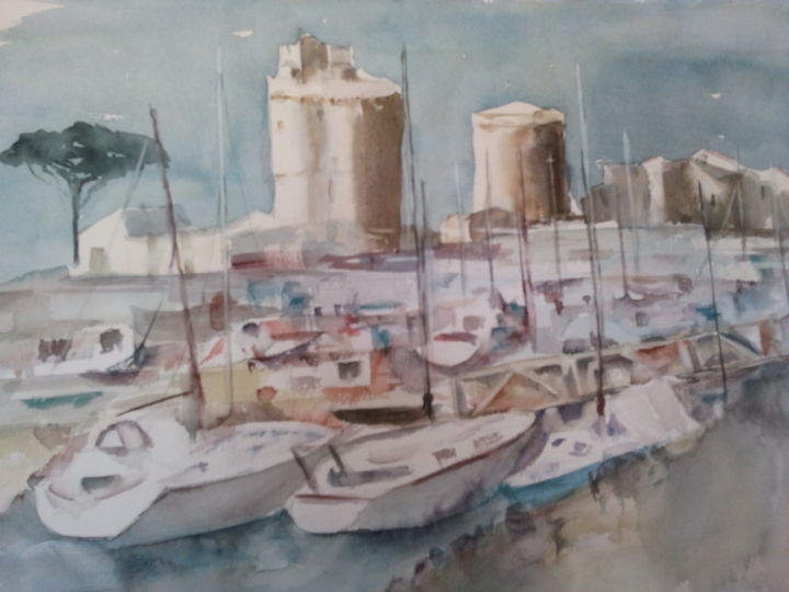 Painting titled "La Rochelle" by Maryse Tisnés, Original Artwork, Watercolor