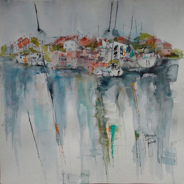 绘画 标题为“Marine  Bassin d Ar…” 由Maryse Tisnés, 原创艺术品, 水彩